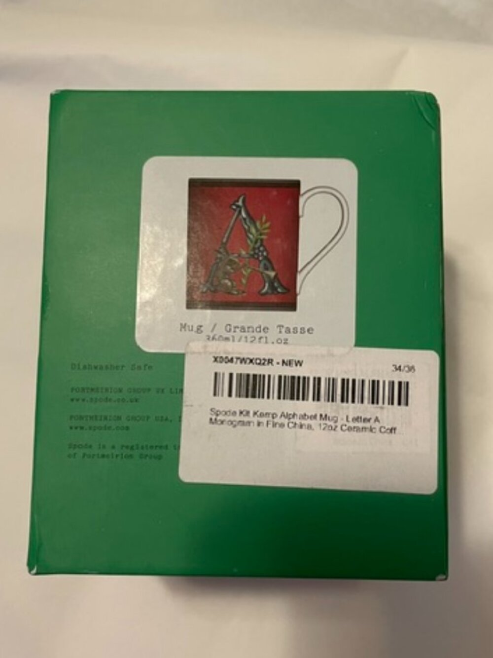 SPODE Kit Kemp Letter "A" Alphabet Mug 12 oz. in Red New in Gift Box NWT - Picture 7 of 7
